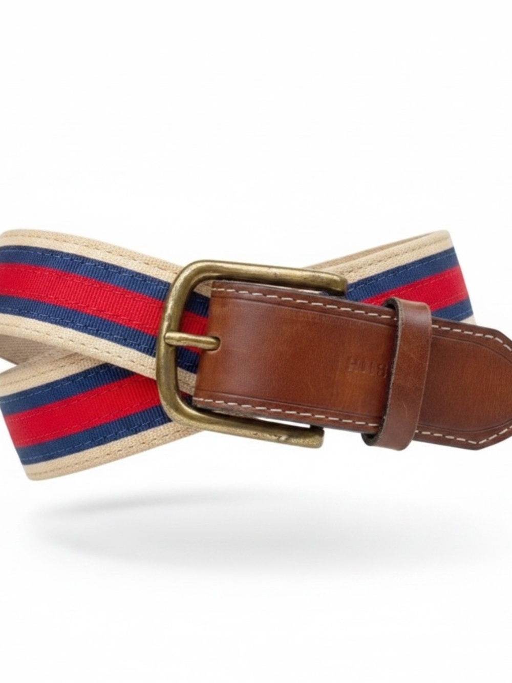 Vintage Y2K Tommy Hilfinger Reversible Leather / TH Striped Red & Blue & Tan